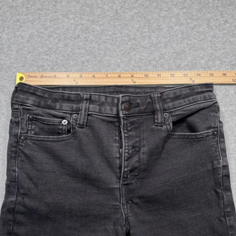 American Eagle Womens High Rise Super Flare Jeans Black Button Fly Size 4 28x30
